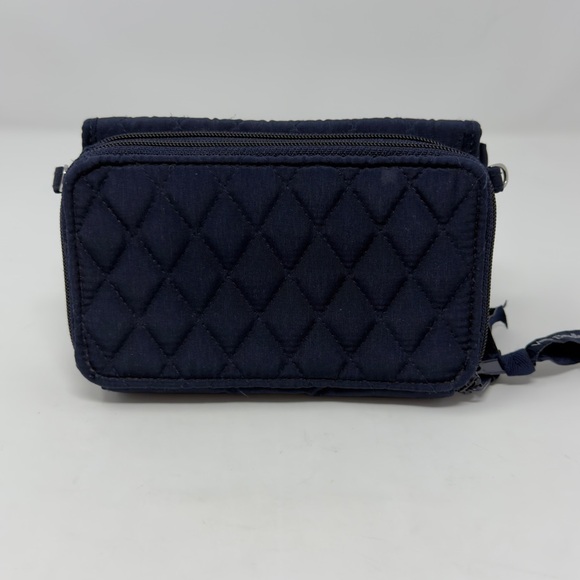 Vera Bradley Quilted RFID All-In-One Wallet Navy Blue Quilted Floral NO STRAP - Picture 7 of 16